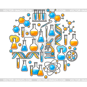 Background with science items. Medical concept image - vector clipart