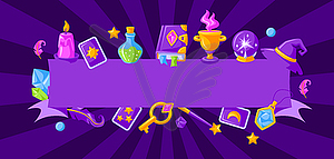 Background with magic items. Witchcraft alchemy - vector clipart