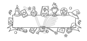 Background with magic items. Witchcraft alchemy - stock vector clipart