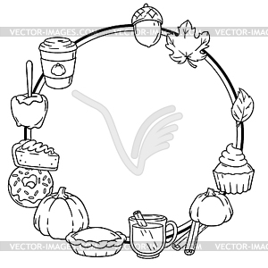 Autumn items and food card. Happy Thanksgiving Day - vector clipart / vector image