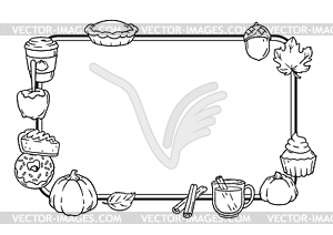 Autumn items and food card. Happy Thanksgiving Day - vector image