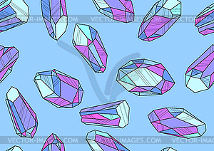 Pattern with crystals or minerals. Jewelry - vector clipart