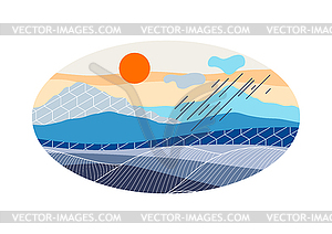 Landscape with mountains and hills. Natural scene  - vector clipart