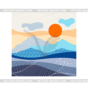 Landscape with mountains and hills. Natural scene  - vector image