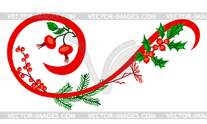 Background with winter plants. Merry Christmas and - vector image