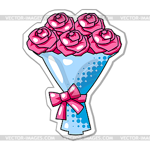 Rose flowers bouquet for Valentine Day. Holiday - vector clip art