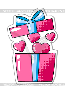 Hearts giftbox for Valentine Day. Holiday romantic - vector image