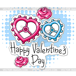 Happy Valentine Day greeting card. Holiday - vector clip art