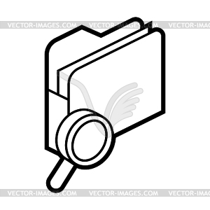 Folder search icon in isometry. Image for website, - vector clipart