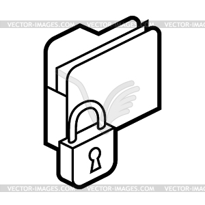 Folder lock icon in isometry. Image for website, - vector image