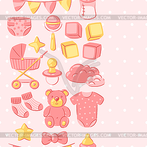 Baby shower pattern. New born baby boy Happy - stock vector clipart