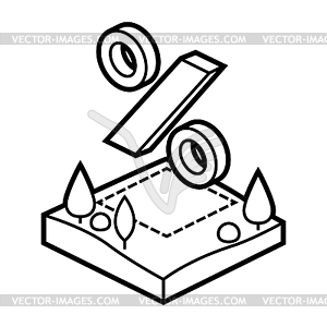 Plot land and percent. Real estate in isometry style - vector clipart