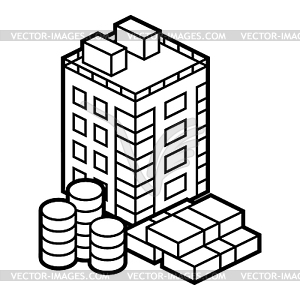 House and money. Real estate in isometry style - vector image