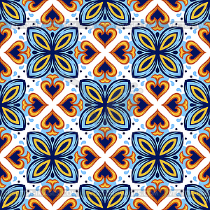 Portuguese ceramic tile pattern. Mediterranean - vector clipart