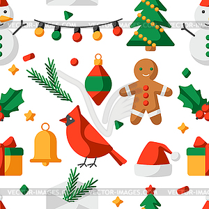 Merry Christmas pattern. Holiday background in - vector image