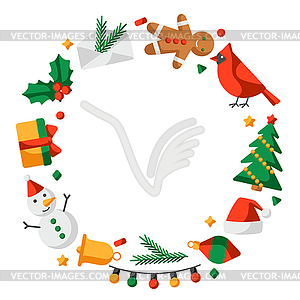 Merry Christmas frame. Holiday in cartoon style - vector clip art