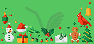 Merry Christmas greeting card. Holiday in cartoon - color vector clipart