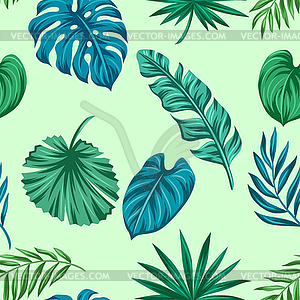 Pattern with stylized palm leaves. Decorative - vector image