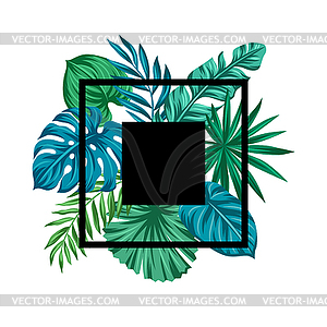 Background with palm leaves. Decorative tropical - vector clip art