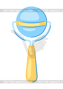 Baby rattle. New born baby boy Happy Birthday object - vector image