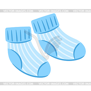 Baby socks. New born baby boy Happy Birthday object - vector image