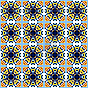 Portuguese ceramic tile pattern. Mediterranean - vector clipart