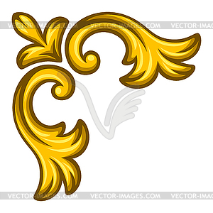 Floral corner in baroque style. Decorative curling - vector clip art