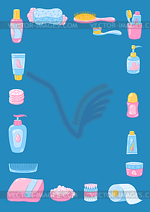 Background with hygiene objects. Washing, beauty, - vector clipart