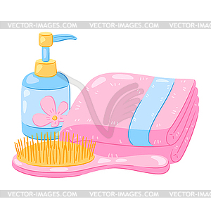 With hygiene objects. Washing, beauty, body care. - vector EPS clipart