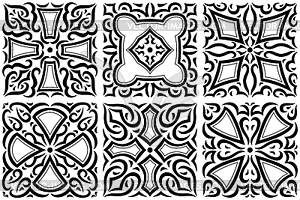 Arabic ceramic tile. Traditional eastern - white & black vector clipart