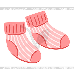 Baby socks. New born baby girl Happy Birthday object - vector image