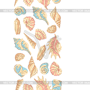 Seamless pattern with seashells. Tropical underwate - vector EPS clipart