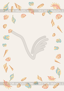 Background with seashells. Tropical underwater - vector clip art