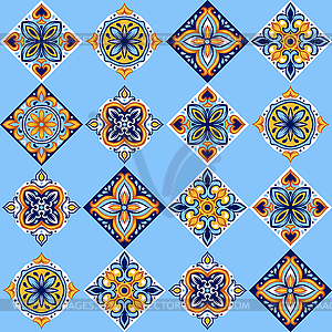 Portuguese ceramic tile pattern. Mediterranean - vector image