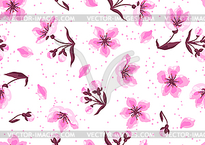 Pattern with spring flowers. Apple, sakura or cherr - vector clipart / vector image