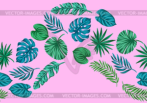 Pattern with stylized palm leaves. Decorative - vector clipart / vector image