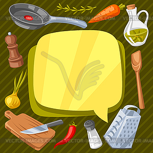 Background with kitchen utensils. Cooking tools - vector clip art