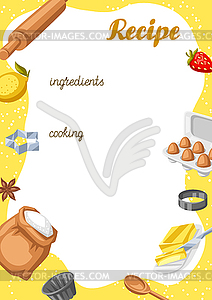 Background with bakery utensils. Cooking tools for - vector image