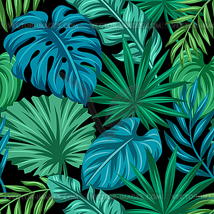 Pattern with stylized palm leaves. Decorative - vector clip art