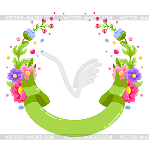 Background with flowers and ribbon. Beautiful - vector clipart / vector image