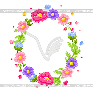 Frame with pretty flowers. Beautiful decorative - vector clipart