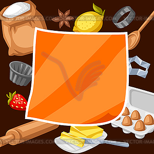 Background with bakery utensils. Cooking tools for - vector clip art