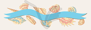 Background with seashells. Tropical underwater - vector clipart