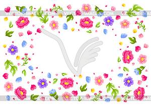 Frame with pretty flowers. Beautiful decorative - vector clip art
