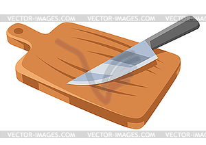 Cutting board with knife. Stylized kitchen object - vector clipart