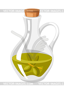 Olive oil jug. Stylized food object for cooking - color vector clipart