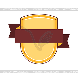 Shield with ribbon. Heraldic badge - vector clipart