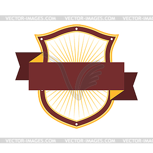 Shield with ribbon. Heraldic badge - vector image