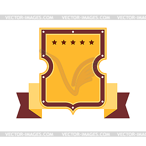 Shield with ribbon. Heraldic badge - vector clipart