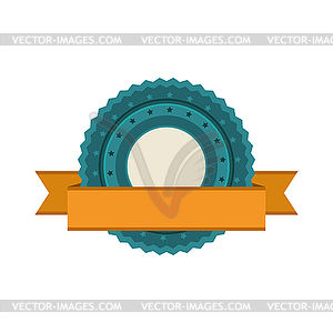 Badge with ribbon. Winning award, prize or medal - vector image